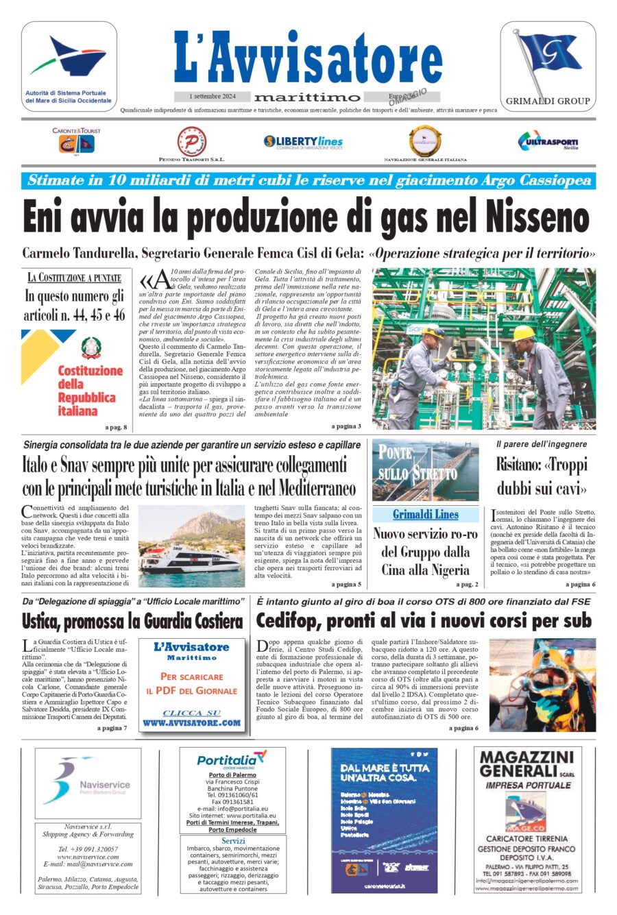 L'Avvisatore marittimo dell'1 settembre 2024