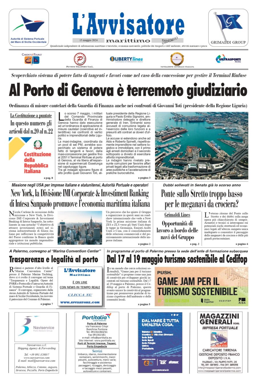 L'Avvisatore marittimo del 15 maggio 2024