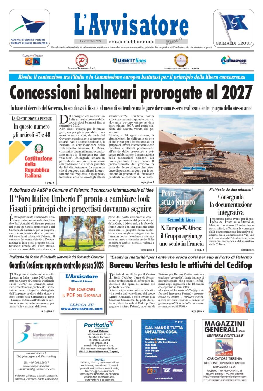 L'Avvisatore marittimo del 15 settembre 2024